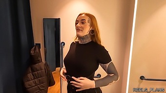 British Student With A Big Ass Gets Double Penetrated In A Fitting Room By Two Unknown Men